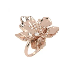 ANEL FLOR DE CEREJEIRA COM BRILHANTE OURO ROSÉ