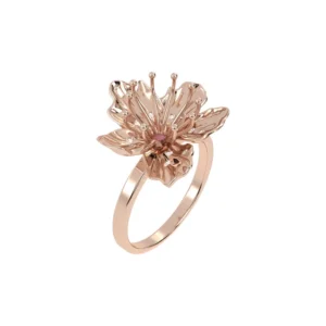 ANEL FLOR DE CEREJEIRA COM RUBI OURO ROSÉ
