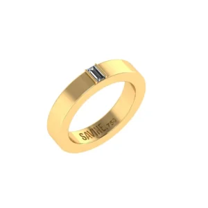 ANEL ICE CUBE FINO COM BRILHANTE AU AMARELO