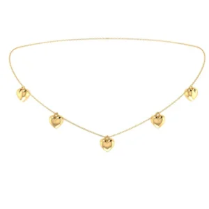 COLAR CINCO CORAÇÕES OURO AMARELO