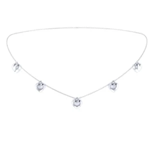 COLAR CINCO CORAÇÕES OURO BRANCO