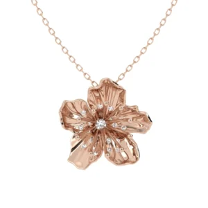 COLAR FLOR DE CEREJEIRA COM BRILHANTE OURO ROSÉ