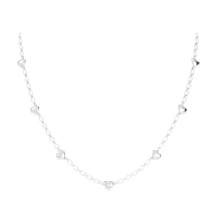 COLAR SETE CORAÇÕES COM CLIPS 66CM OURO BRANCO