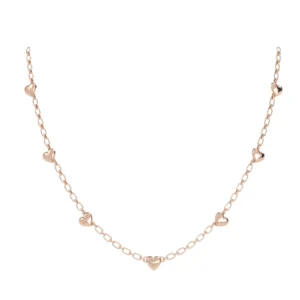 COLAR SETE CORAÇÕES COM CLIPS 66CM OURO ROSÉ