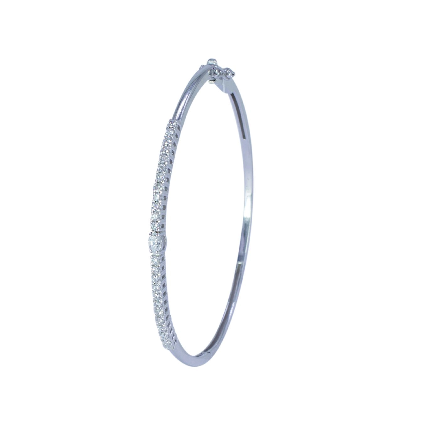 PULSEIRA BRACELETE DURA MEIA COM 1 NAVETE COM PAVE