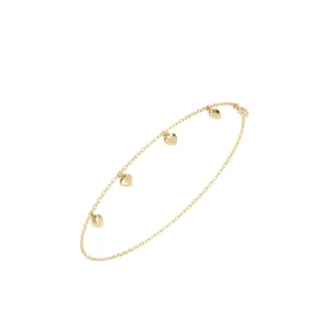 PULSEIRA CINCO CORAÇÕES BABY OURO AMARELO