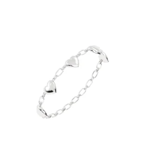 PULSEIRA CINCO CORAÇÕES COM CLIPS MINI OURO BRANCO