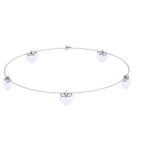 PULSEIRA CINCO CORAÇÕES OURO BRANCO