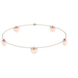 PULSEIRA CINCO CORAÇÕES OURO ROSÉ
